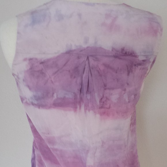 Vince Silk leather Shirt tank camisole painted 0 2 4 small white blush gray blue - Picture 5 of 7